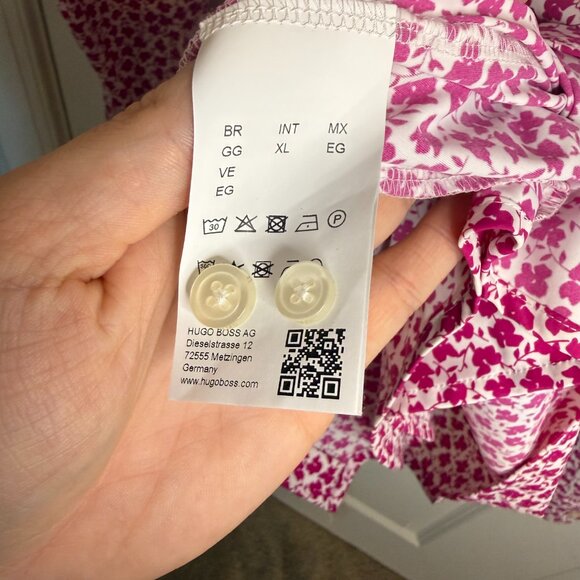 BOSS Hugo Boss Slim Fit Floral Dress Shirt Pink White Long Sleeve Size XL - Picture 7 of 8